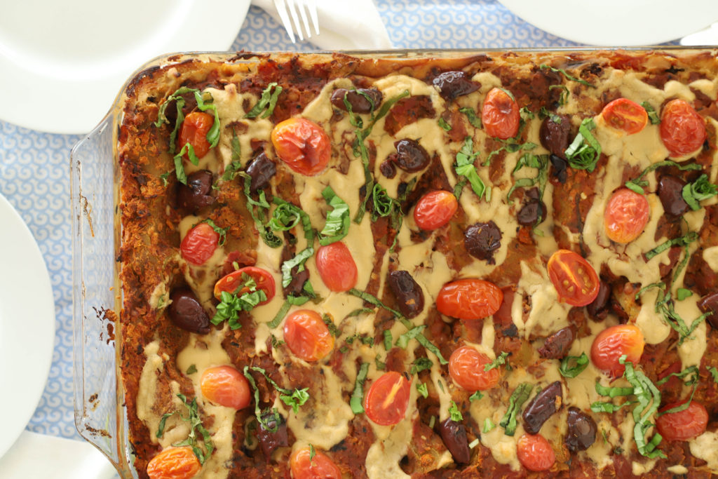 gluten free, dairy-free lasagna with a mediterranean twist