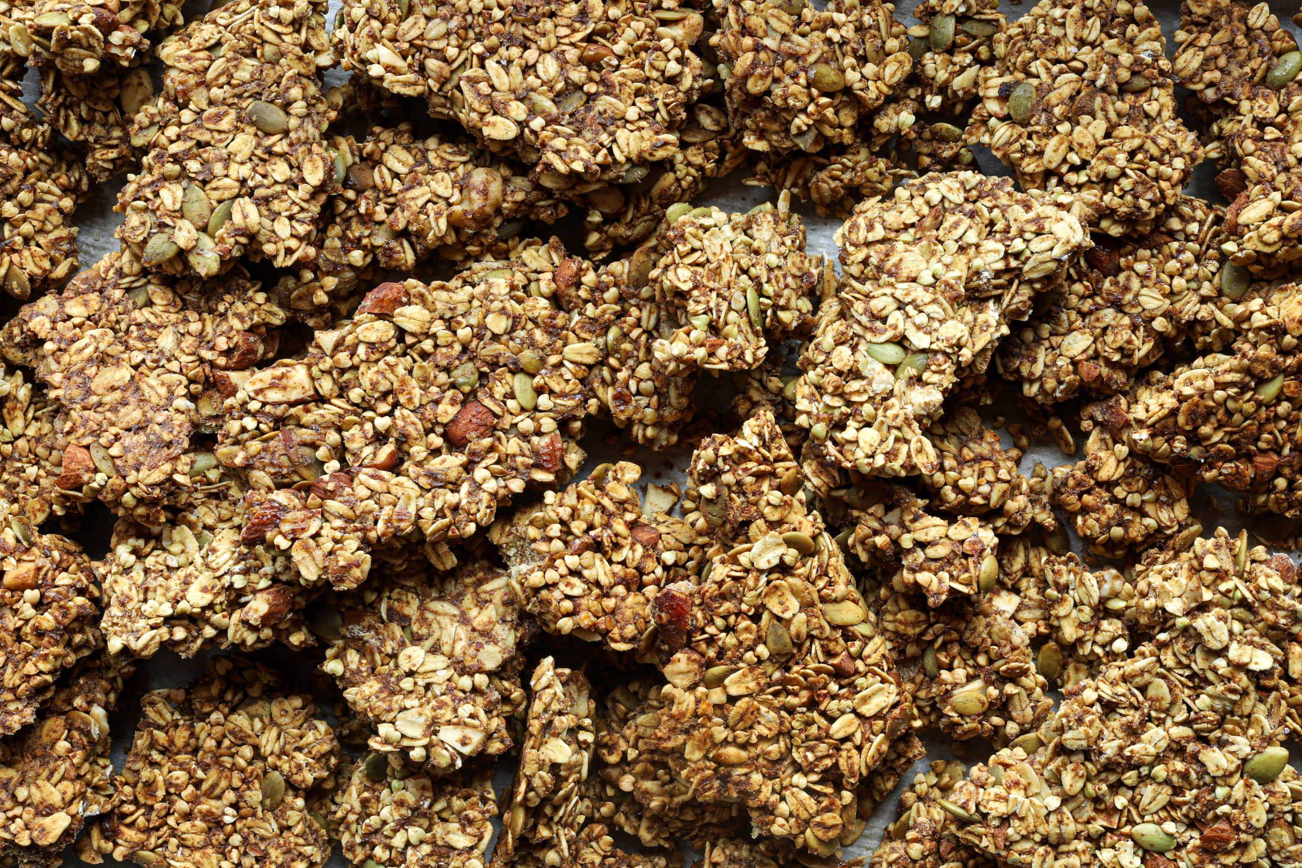 Huge vegan granola chunks made without oil or refined sugar